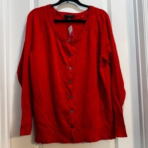 NWT Lane Bryant Red CARDIGAN Sz 18/20 Buttons Long Sleeves Round Neck